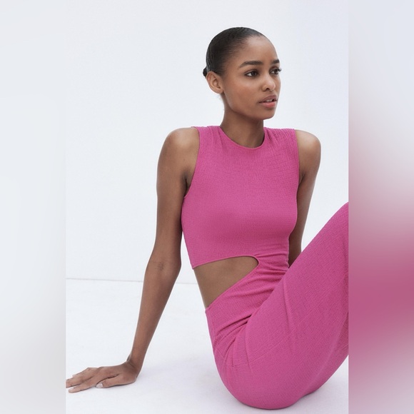 Zara Cutout Textured Dress - Fuchsia - Picture 3 of 8